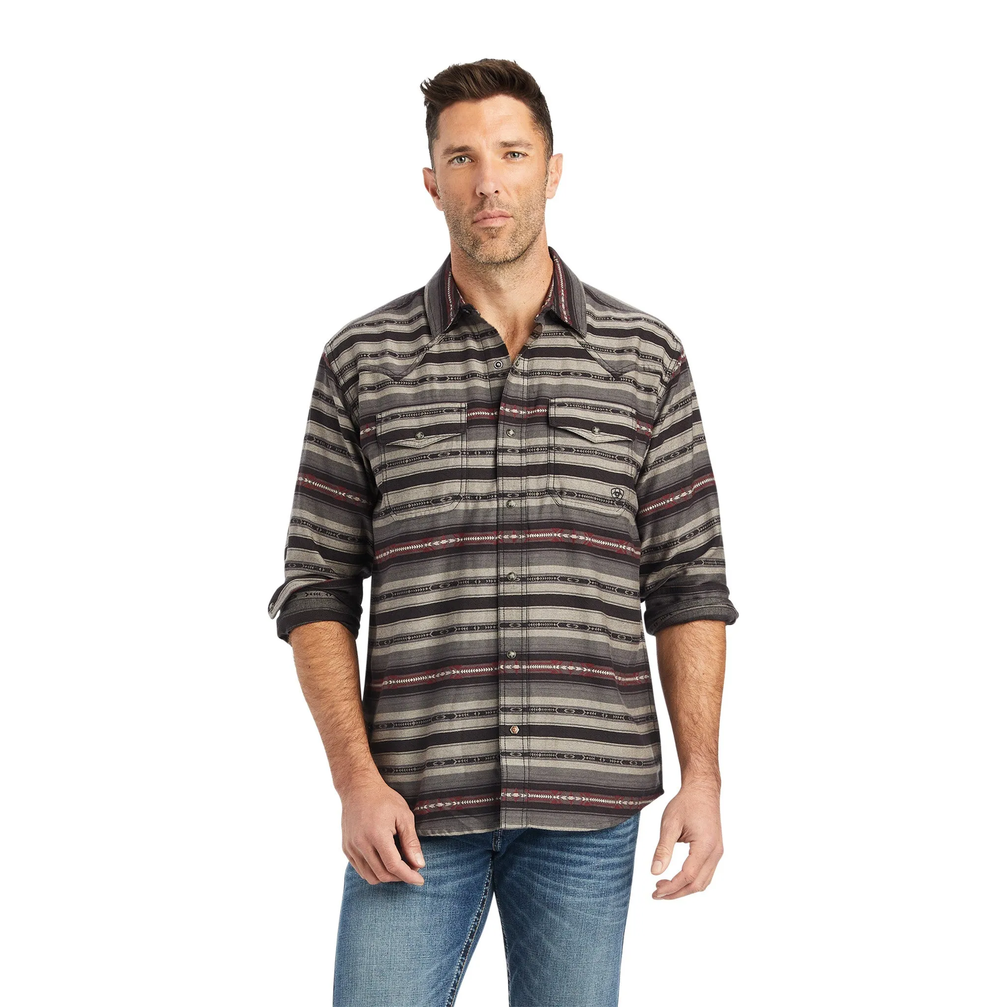 Ariat Men's Humphry Retro Black & Grey Long Sleeve Shirt sold by Western Edge