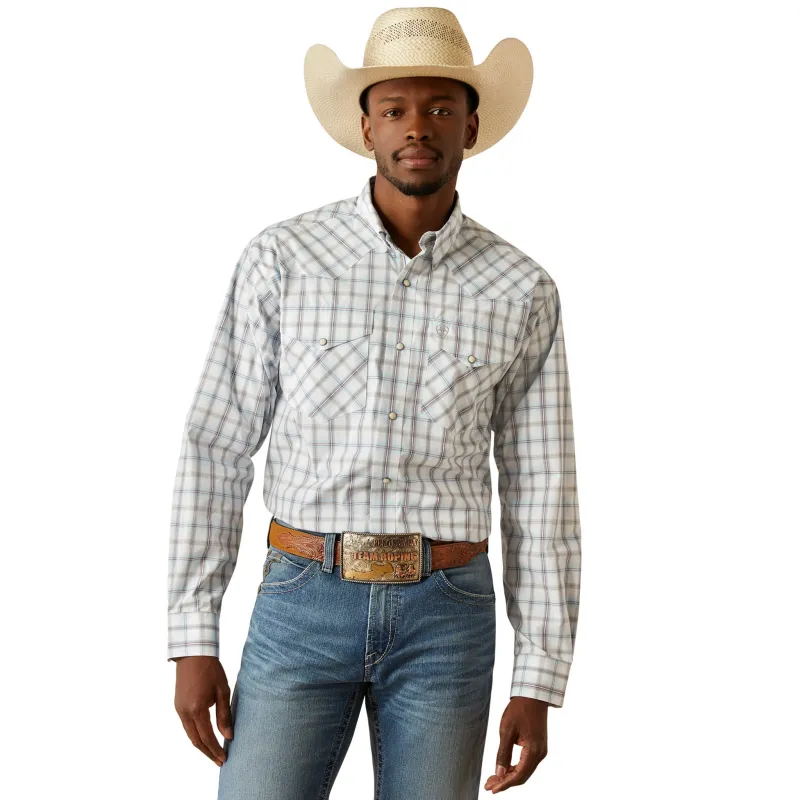 Ariat Men's Pro Worth Grey Plaid Long Sleeve Shirt made by Ariat