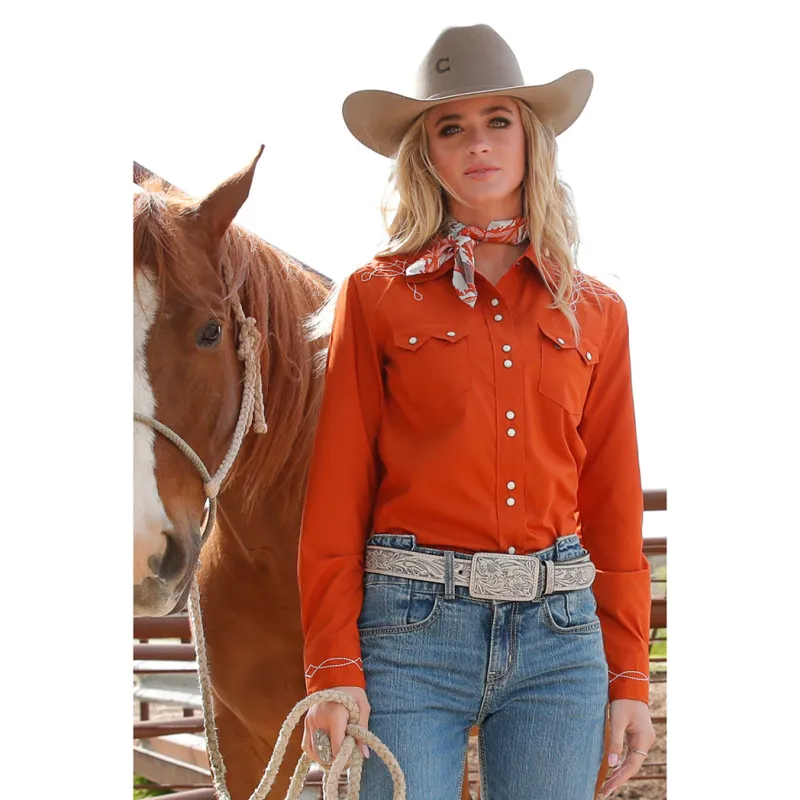 Cinch Women's Rust Boot Stitch Pearl Snap made by Cinch