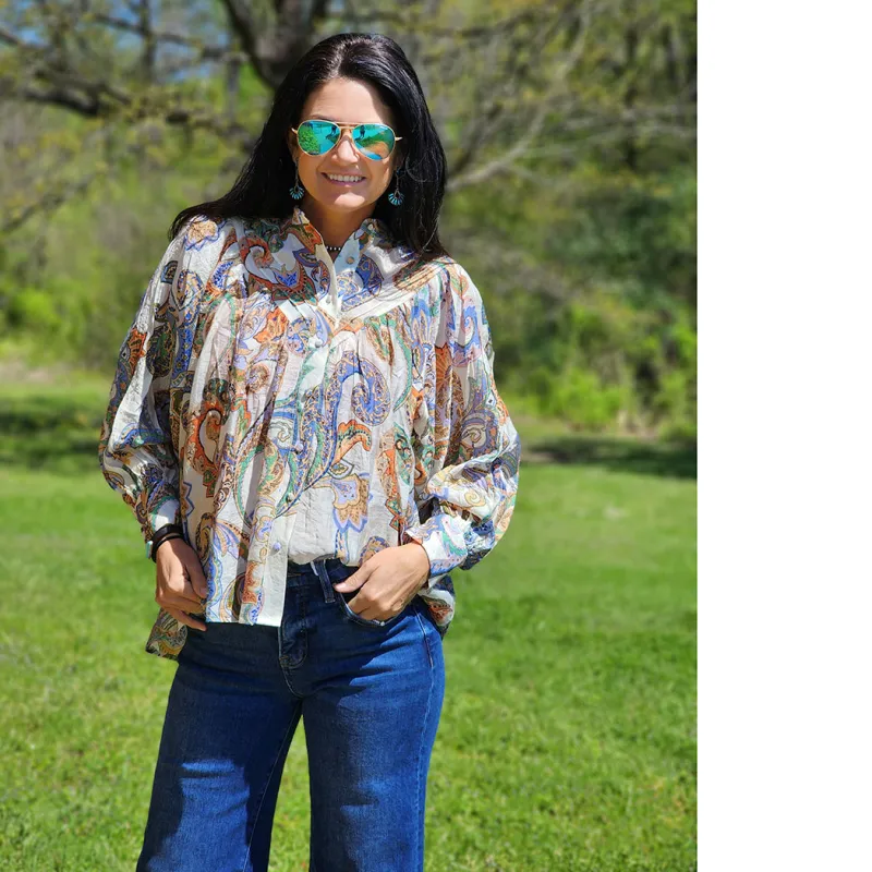 Ivory Paisley Blouse made by Western Edge