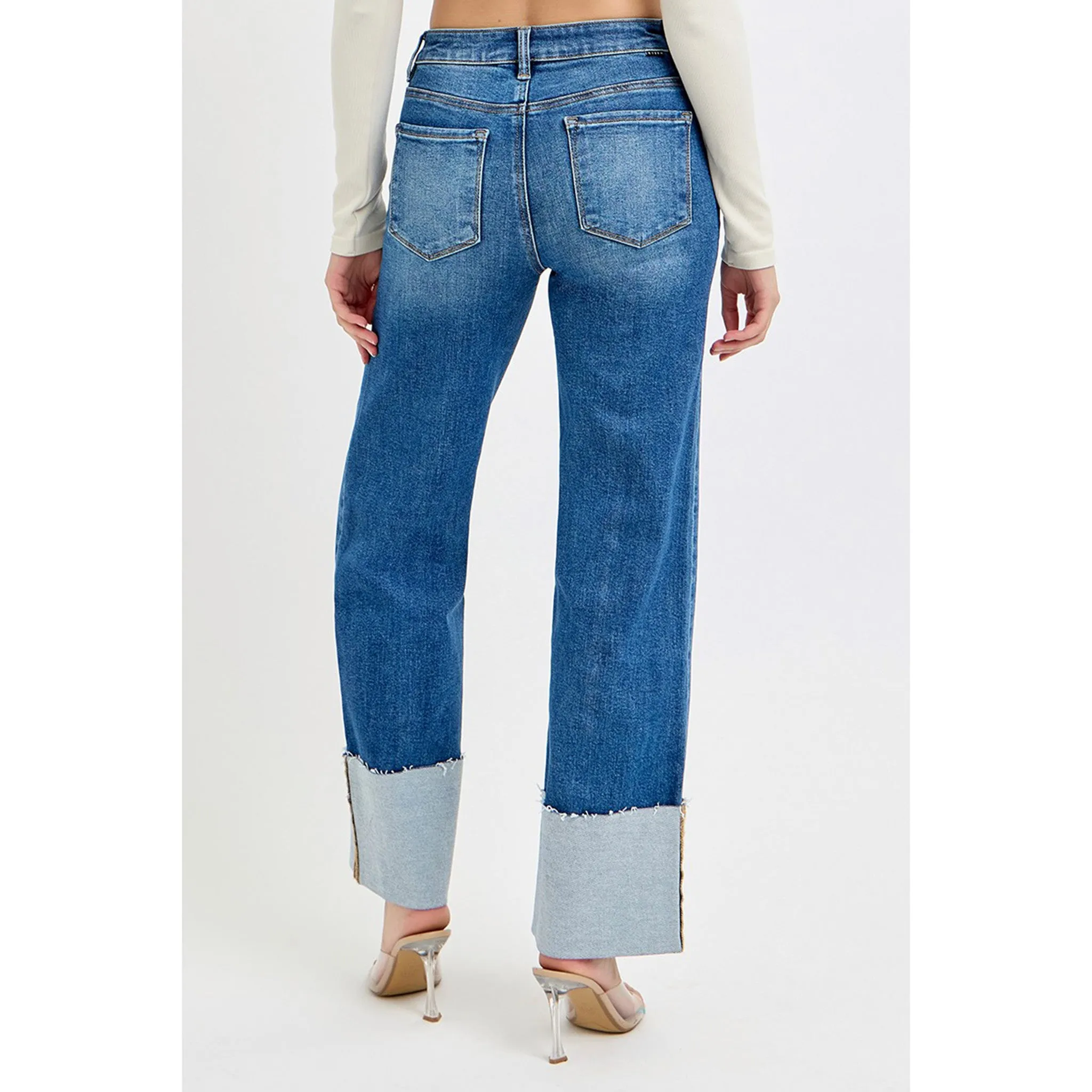 Risen Women's Dark High Rise Wide Cuff Jean sold by Western Edge product image thumbnail 4