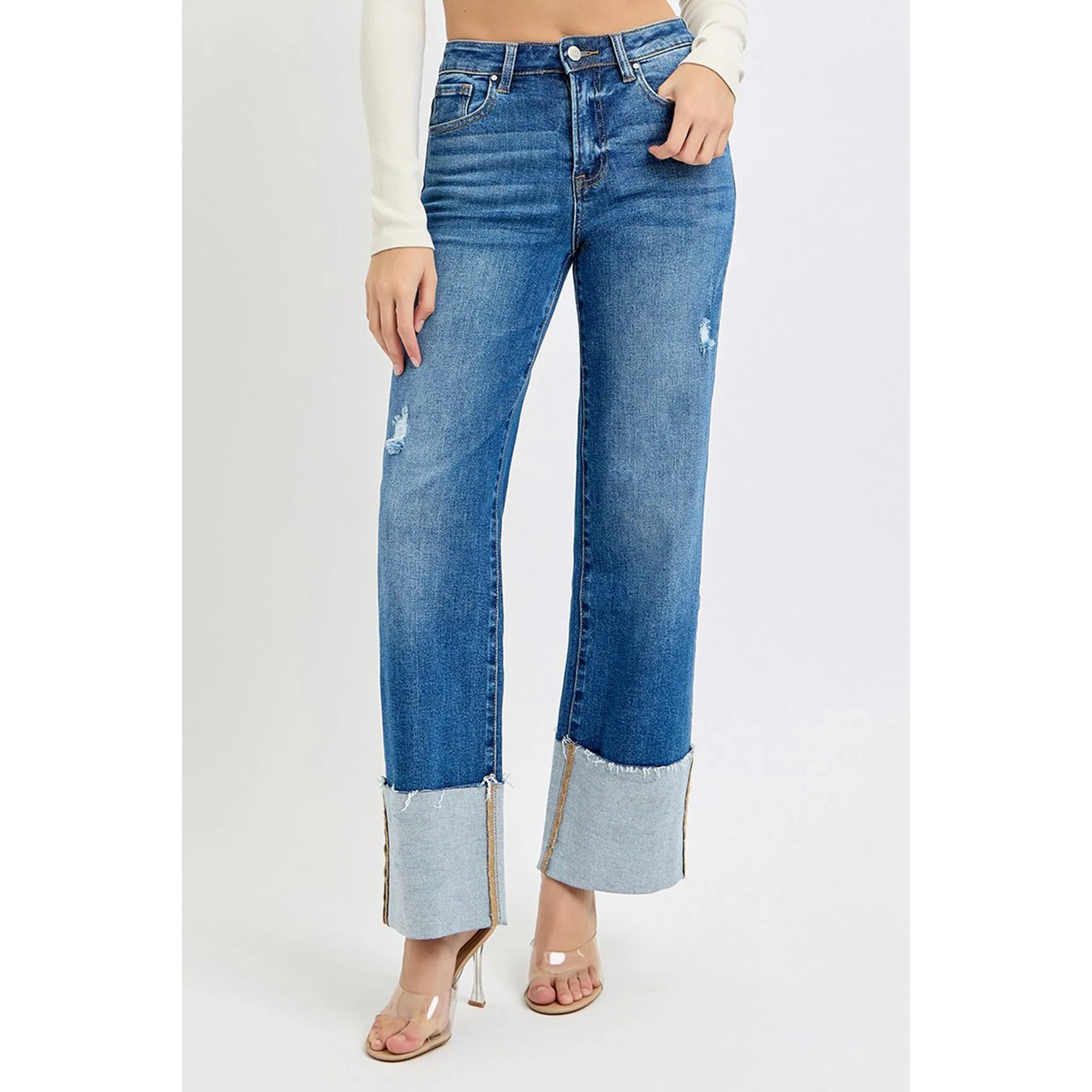 Risen Women's Dark High Rise Wide Cuff Jean sold by Western Edge