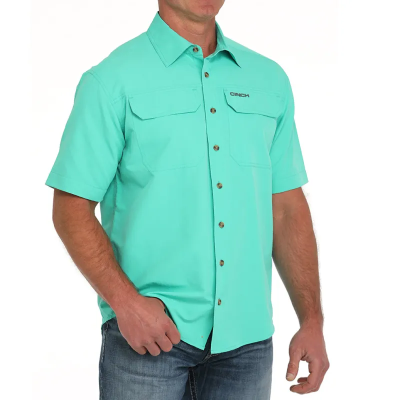 Cinch Turquoise Vented Arena Flex Short Sleeve Shirt made by Cinch