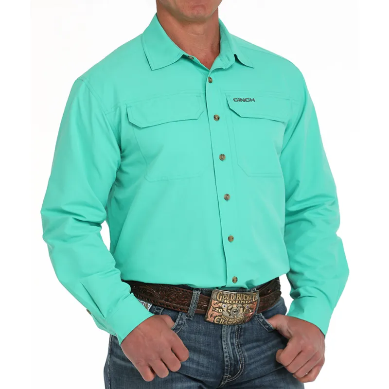 Cinch Men's Turquoise ArenaFlex Vented Long Sleeve Shirt sold by Western Edge