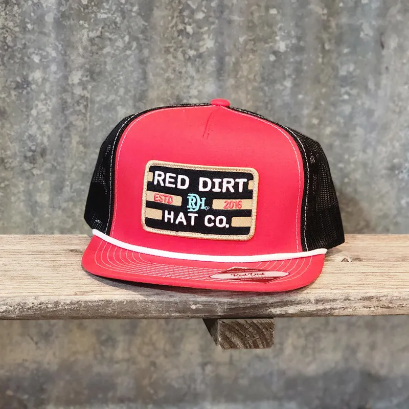 Red Dirt Red Cap with Black Mess White Rope ( Big Britches ) made by Western Edge