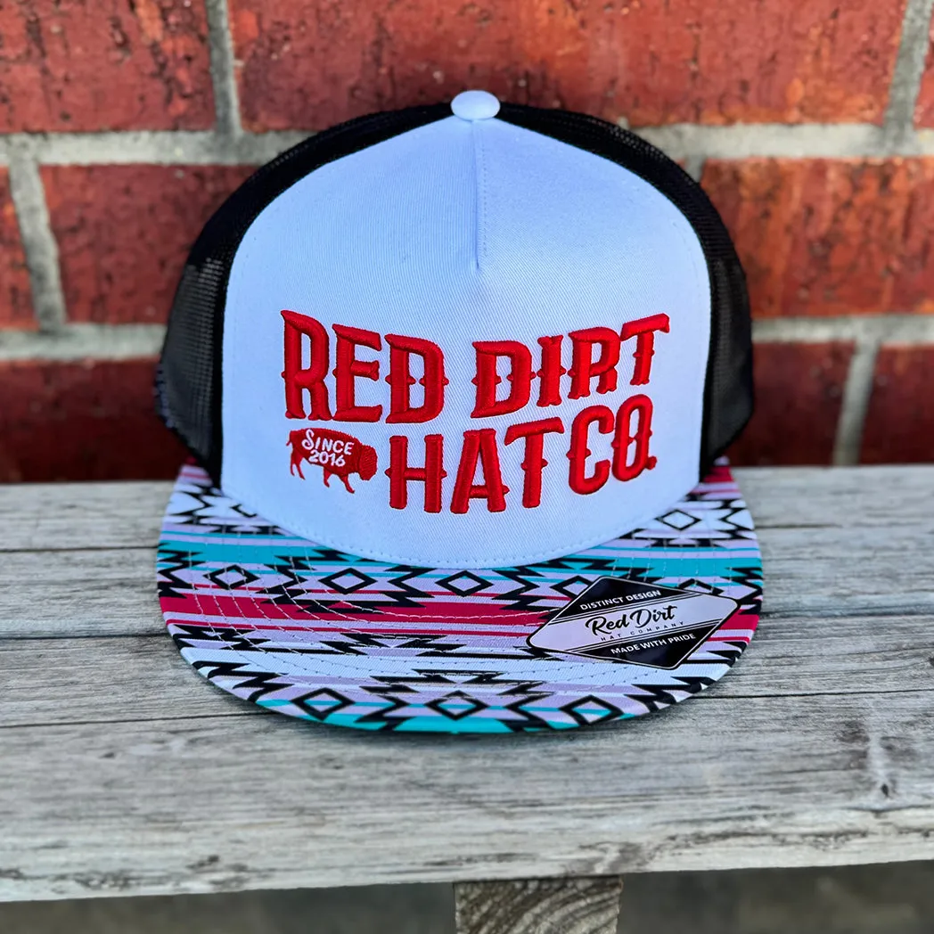 Red Dirt White & Black Cap With Aztec Tribal Brim sold by Western Edge
