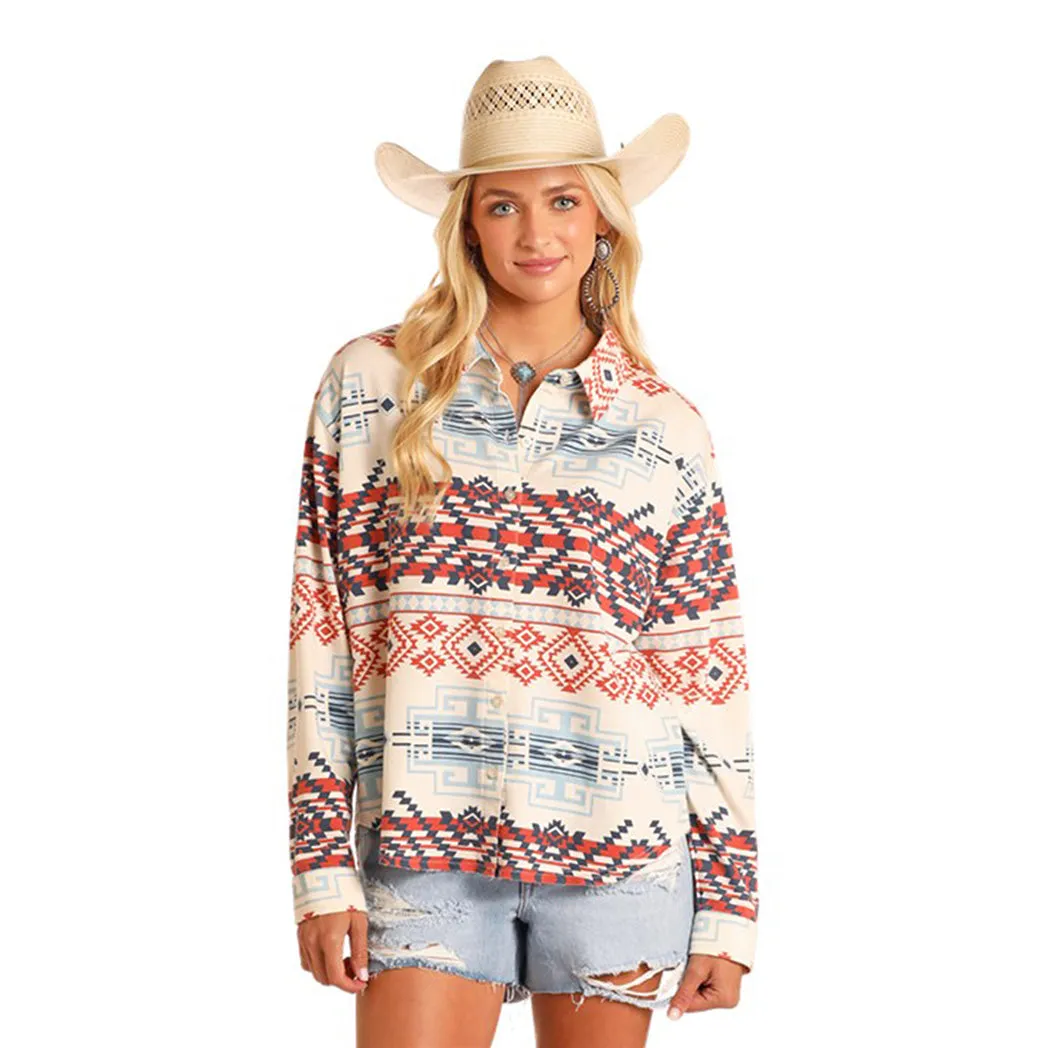 Rock & Roll Women's Multi Color Aztec Knit Overshirt sold by Western Edge