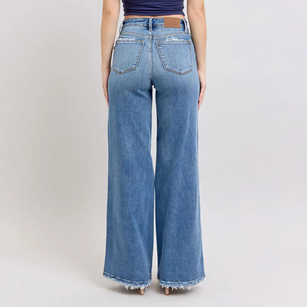 Women's Med Wash High Waisted Retro Wide Leg Jeans sold by Western Edge product image thumbnail 2