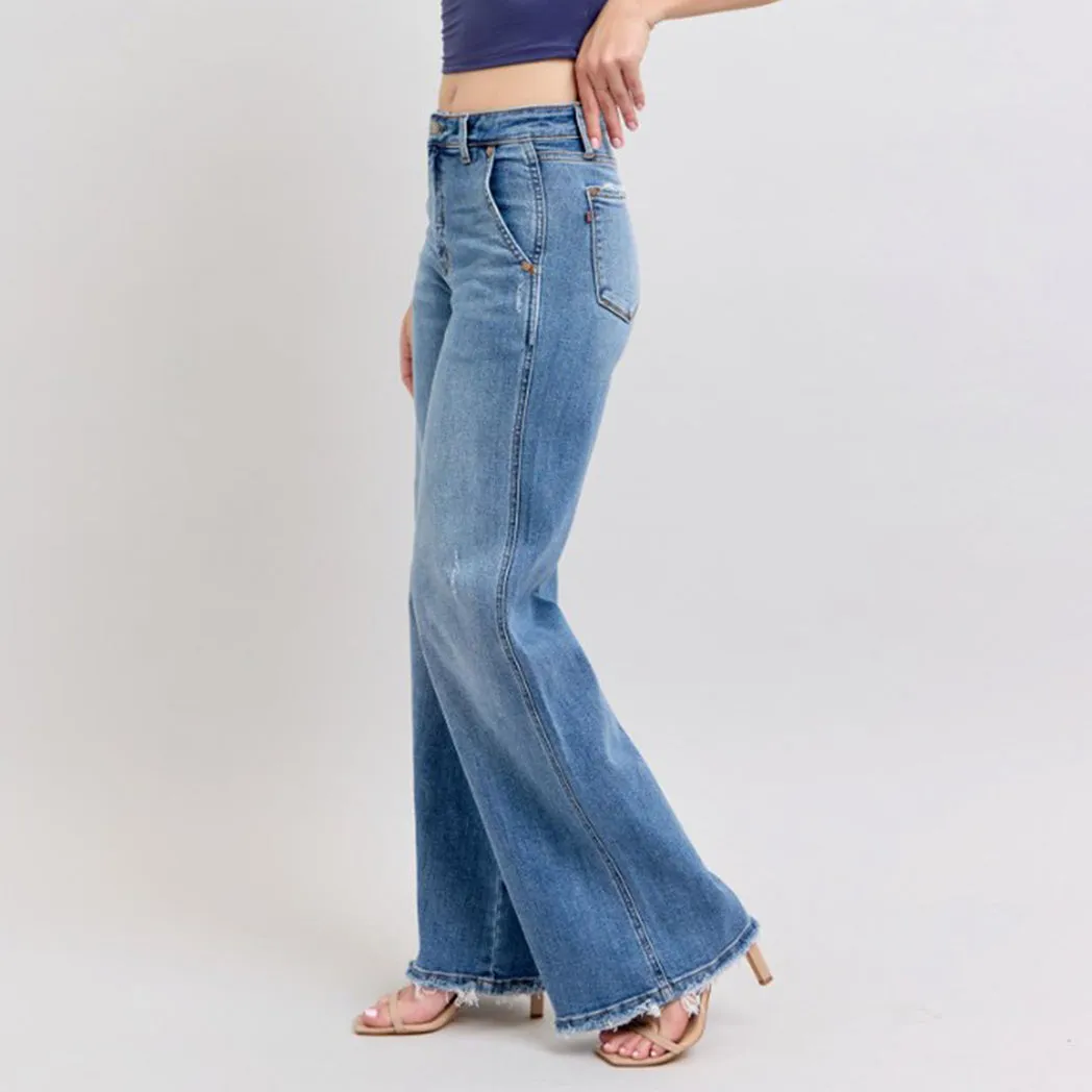 Women's Med Wash High Waisted Retro Wide Leg Jeans sold by Western Edge product image thumbnail 3
