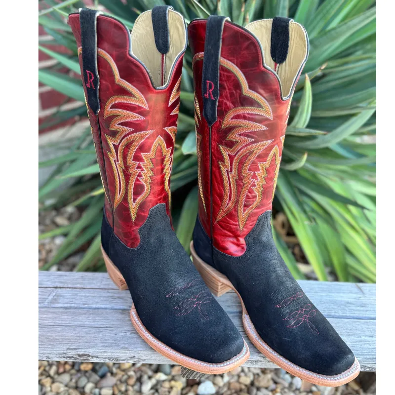 Men’s Boar Narrow Square Black Boar/Red Cowhide made by Western Edge