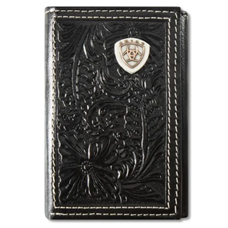 BLACK ARIAT TOOLED WALLET made by Western Edge