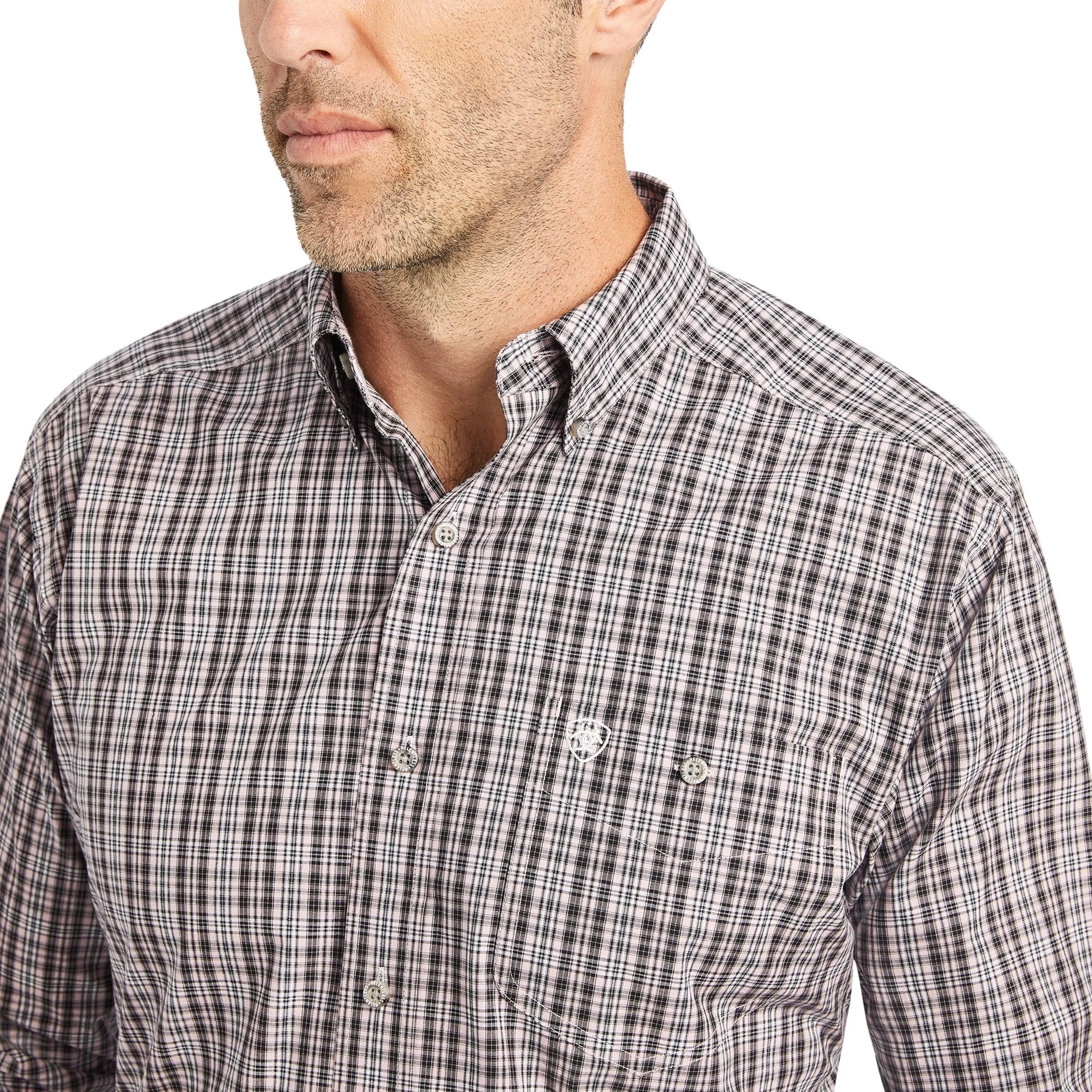 Ariat Men's Mauve Plaid Long Sleeve Shirt sold by Western Edge product image thumbnail 3