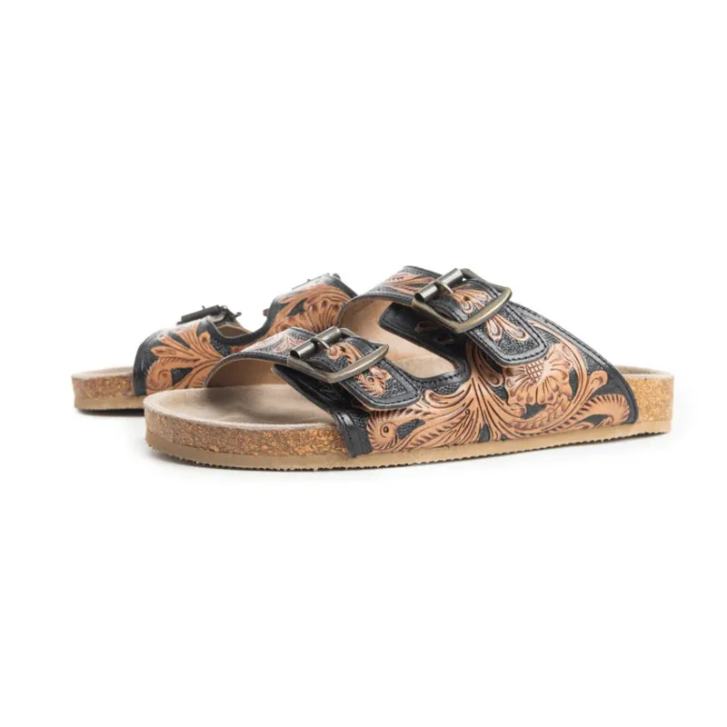 Brown and Black Double Strap Myra Sandel made by Myra Bag