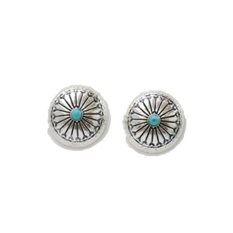 West and Co. Silver Round Concho Earrings made by Western Edge