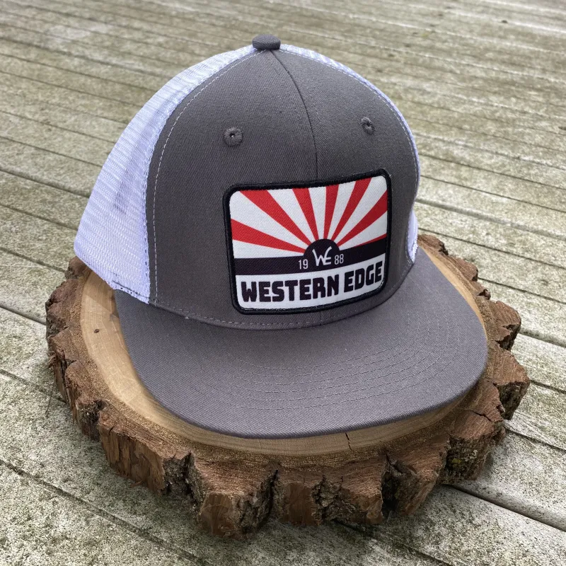 Western Edge Grey and White Snapback Cap made by Western Edge