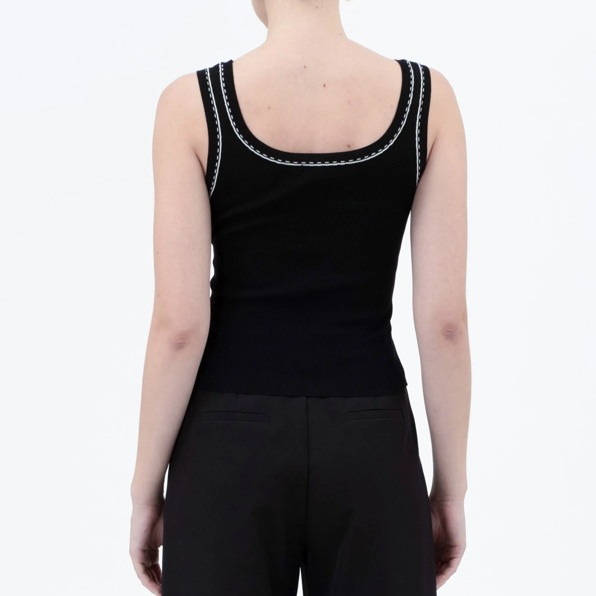 Black Line Stitch Knit Tank Top sold by Western Edge product image thumbnail 4