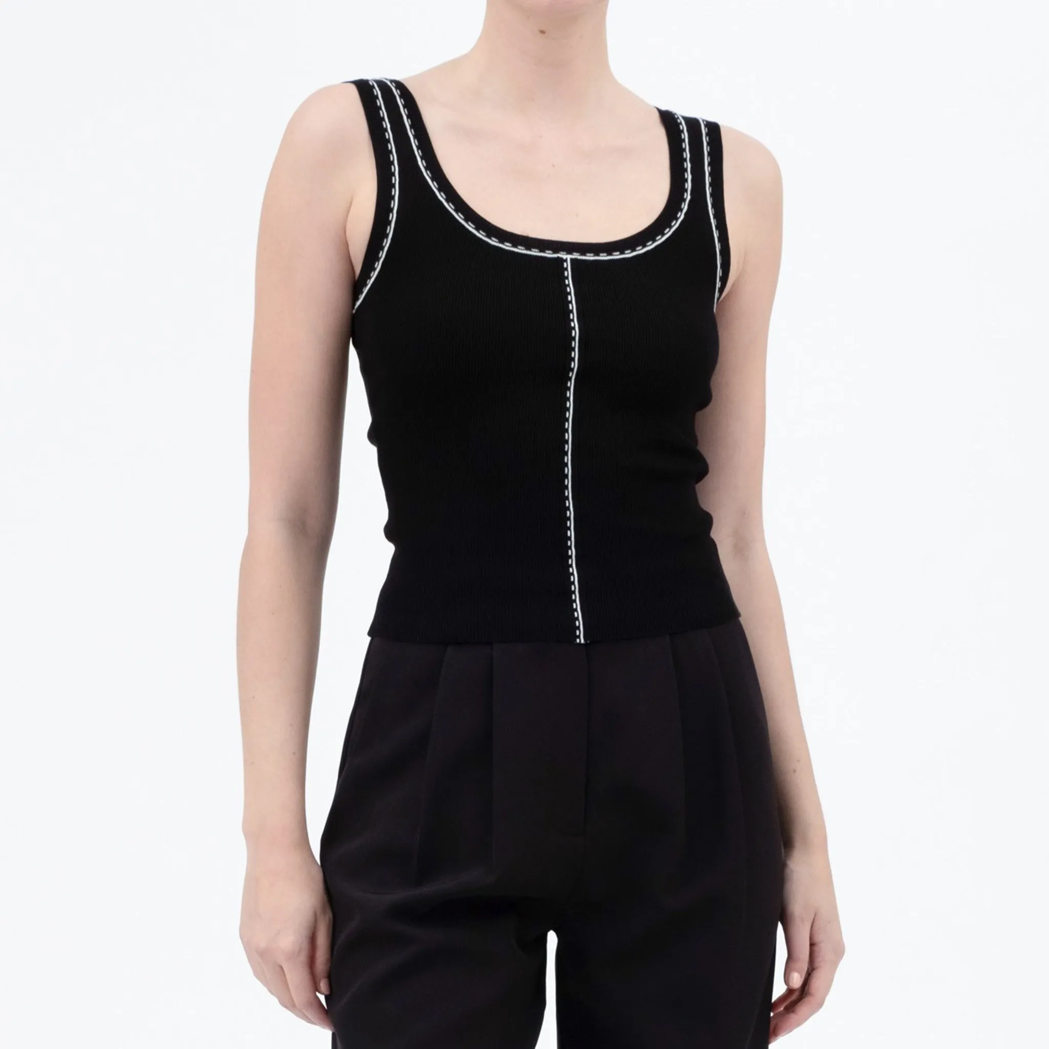 Black Line Stitch Knit Tank Top sold by Western Edge product image thumbnail 3