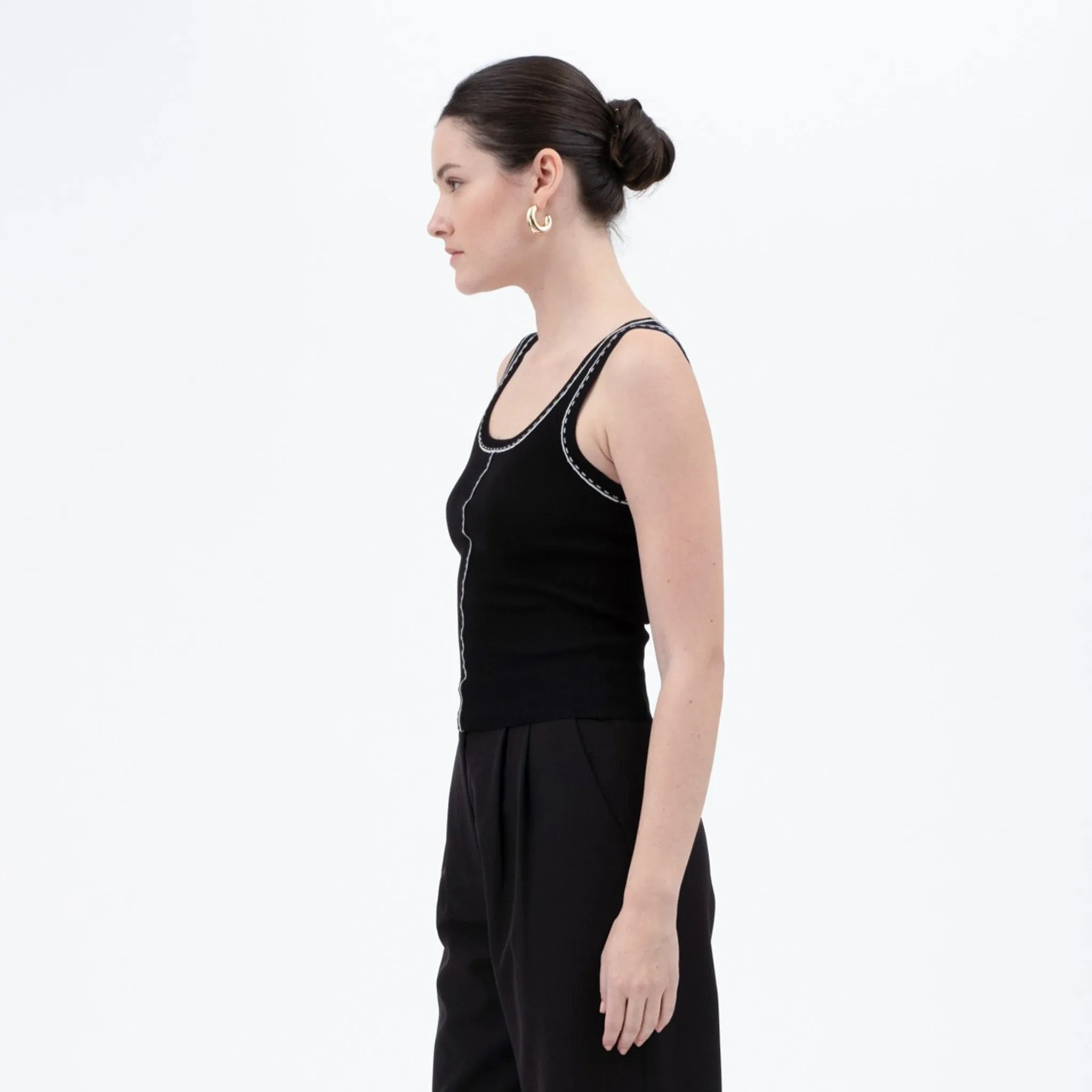 Black Line Stitch Knit Tank Top sold by Western Edge product image thumbnail 2