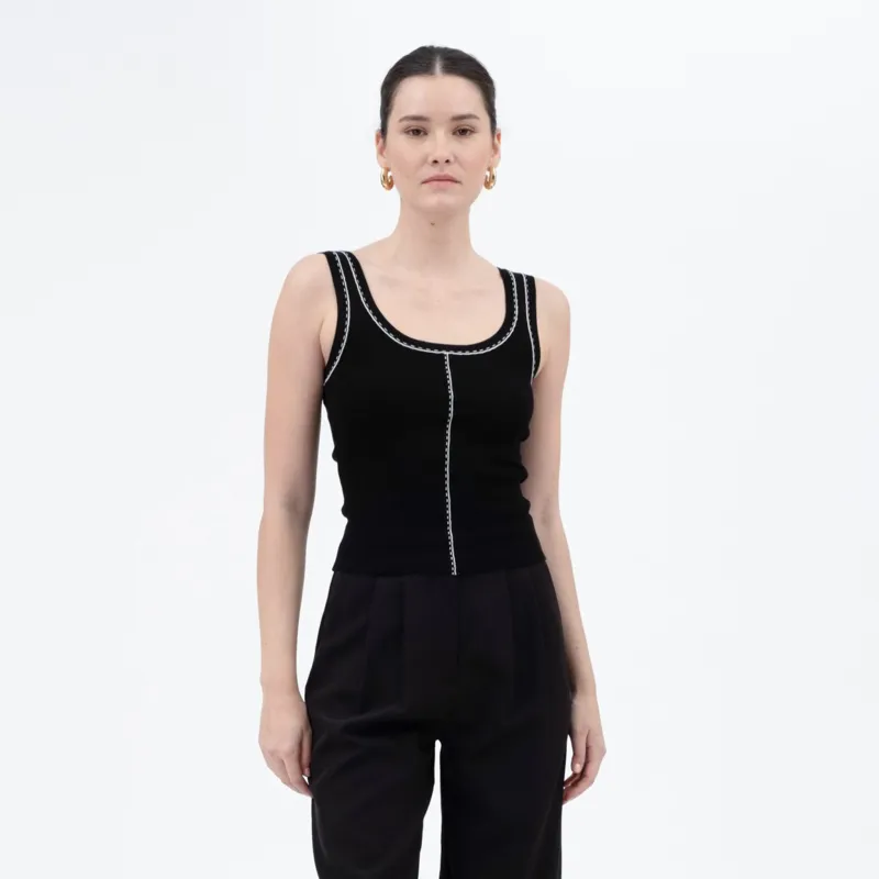 Black Line Stitch Knit Tank Top made by Blu Pepper