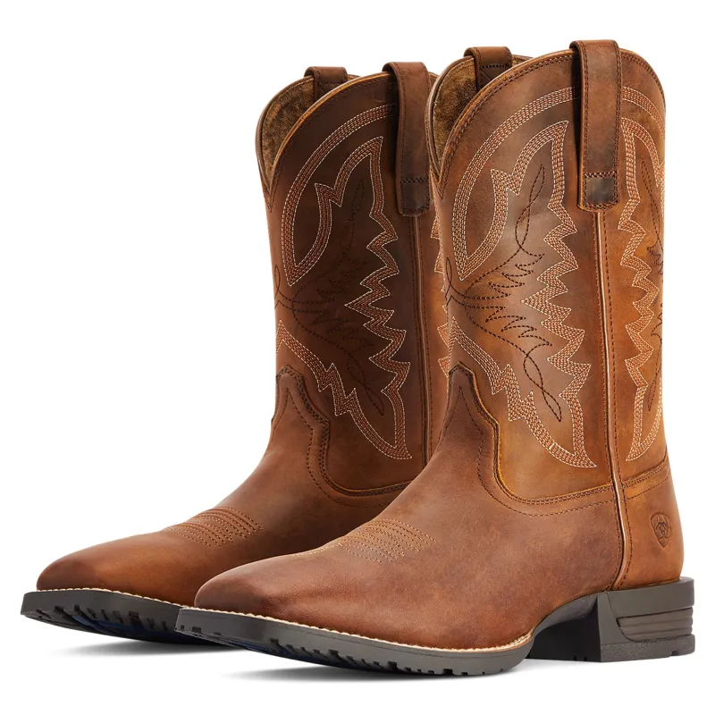 Ariat Men's Hybrid Ranchwork Thatch Brown Square Toe Boots made by Ariat