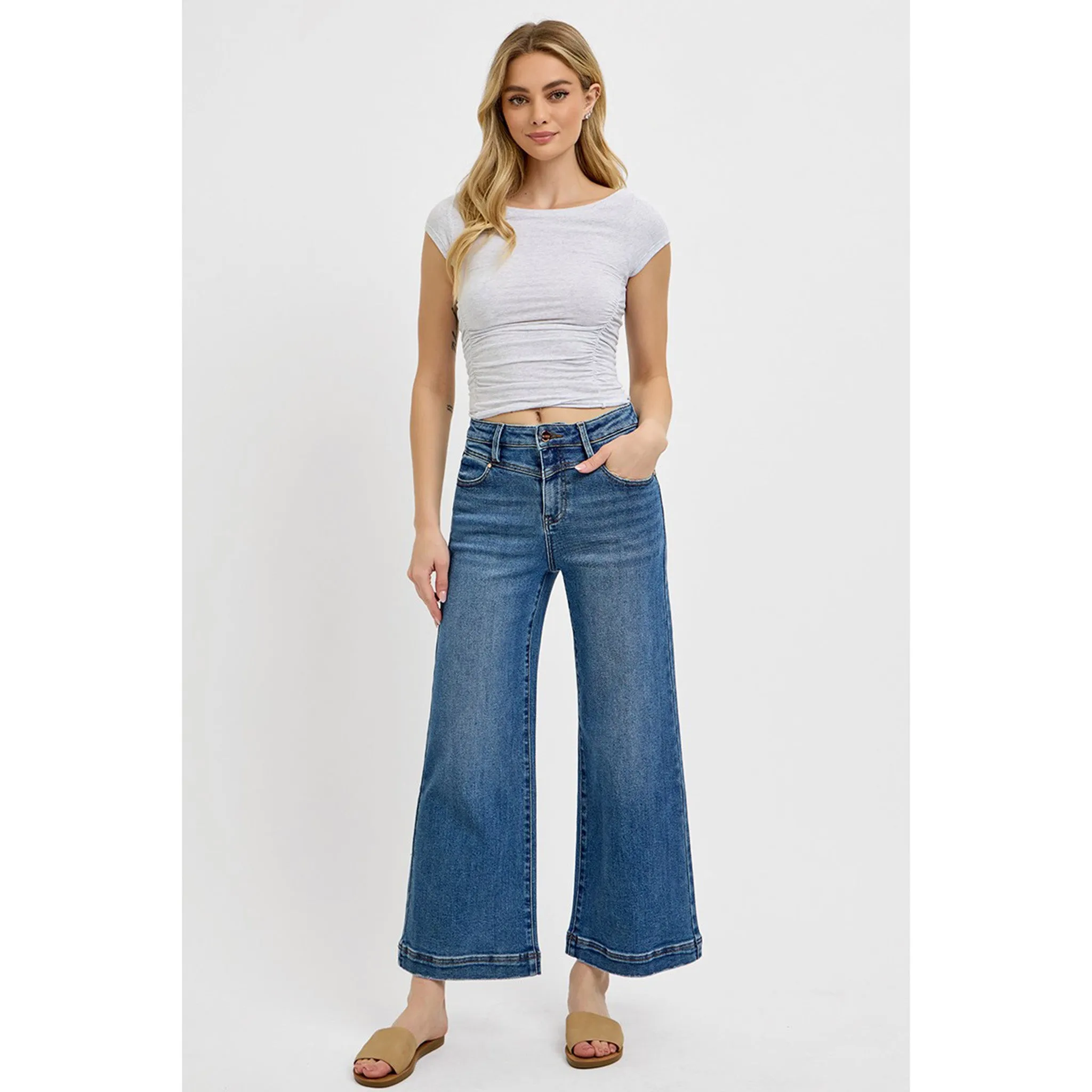 Risen Women's High Rise Flare Yoke Crop Jeans sold by Western Edge