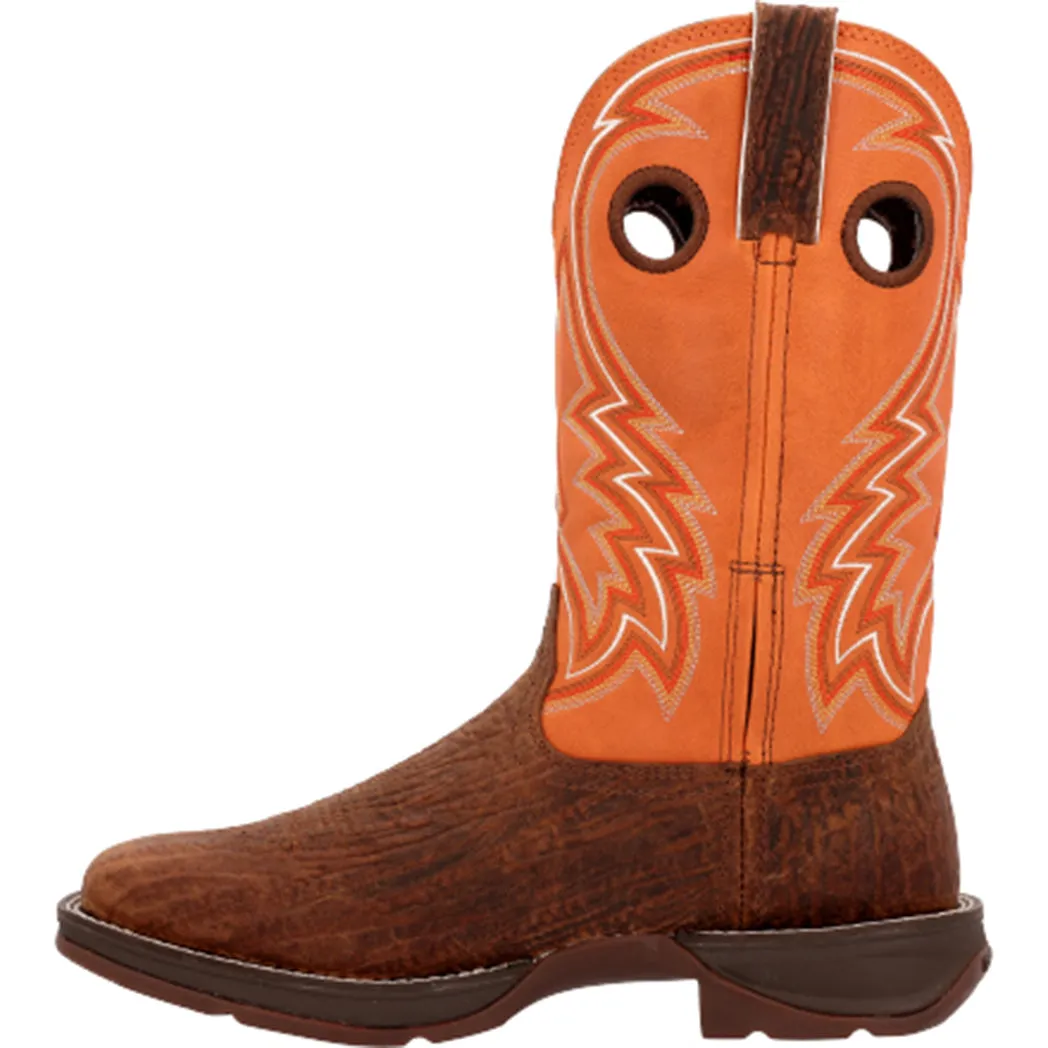 Durango Men's Cedar Bark & Orange Rebel Square Toe sold by Western Edge product image thumbnail 2