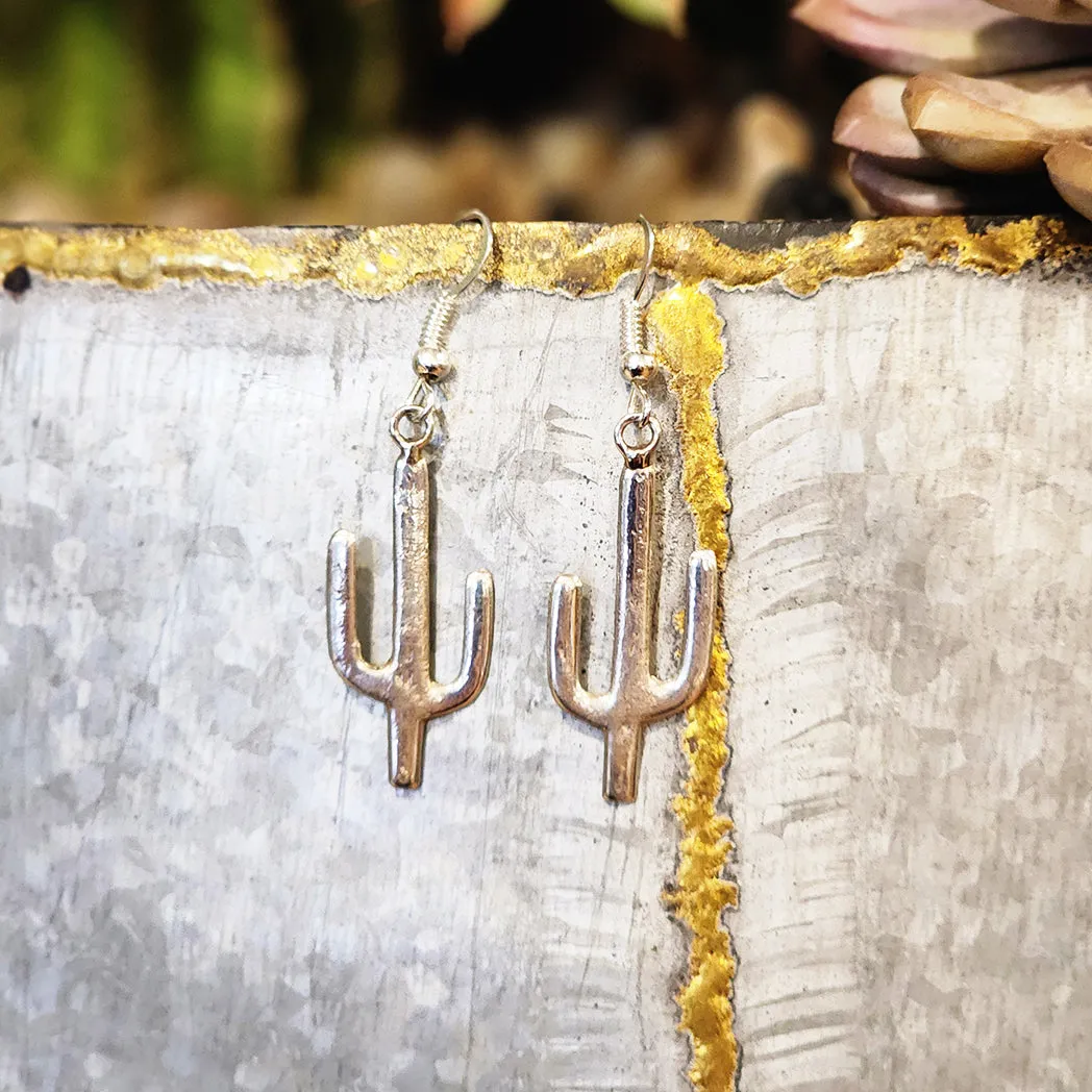 " Saguaro " Silver Cactus Earrings sold by Western Edge