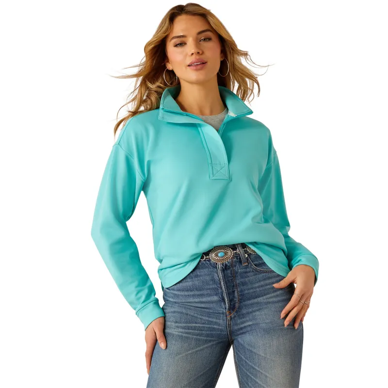 Ariat Women's 1/2 Zip Solid Turquoise Breeze Sweatshirt sold by Western Edge
