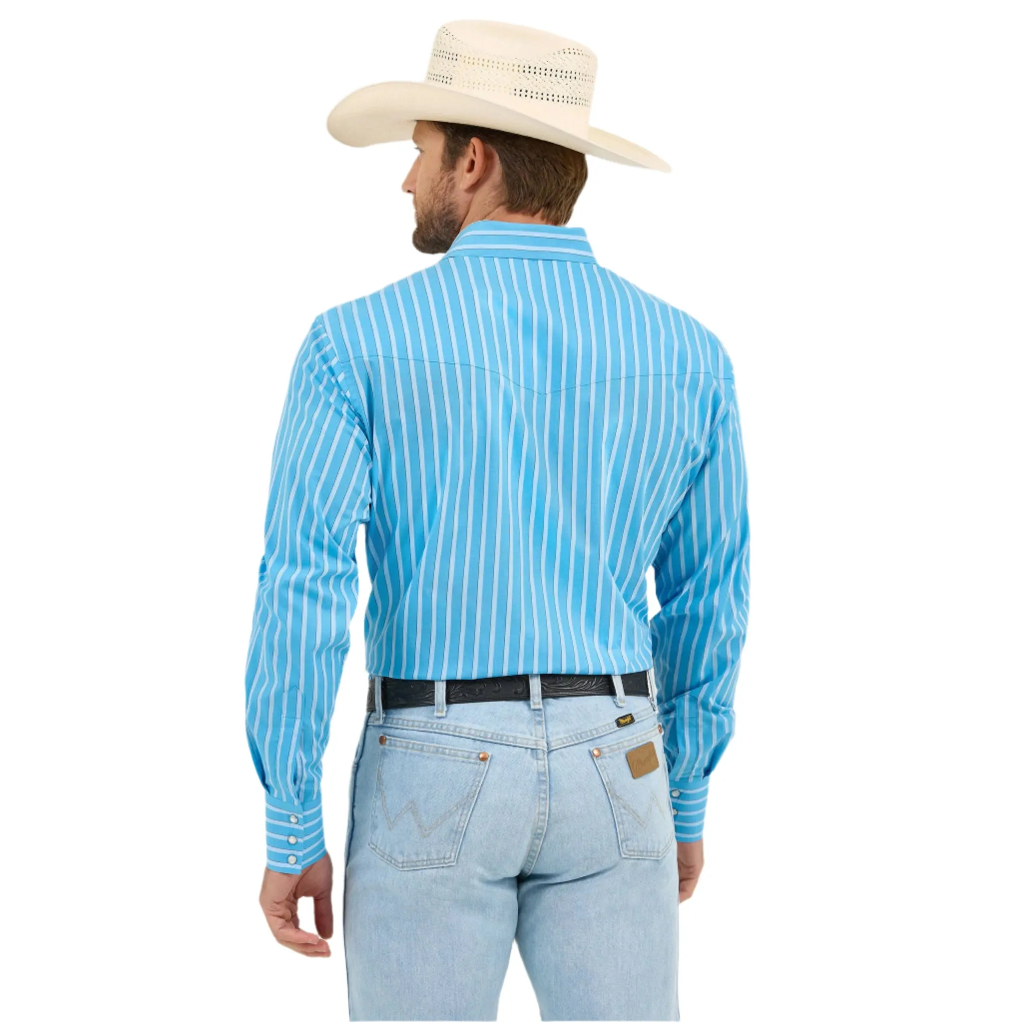Wrangler Men's Multi Blue Stripe Shirt sold by Western Edge product image thumbnail 3