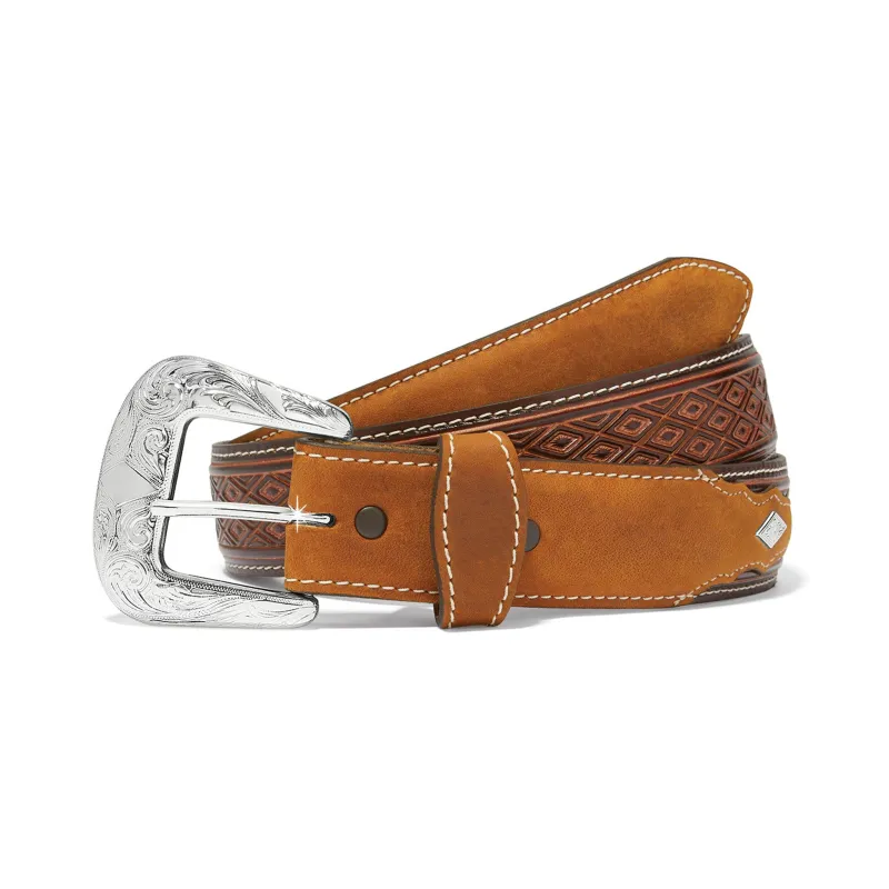 Justin Men's Brown Diamond Tooled Belt made by Justin Boots