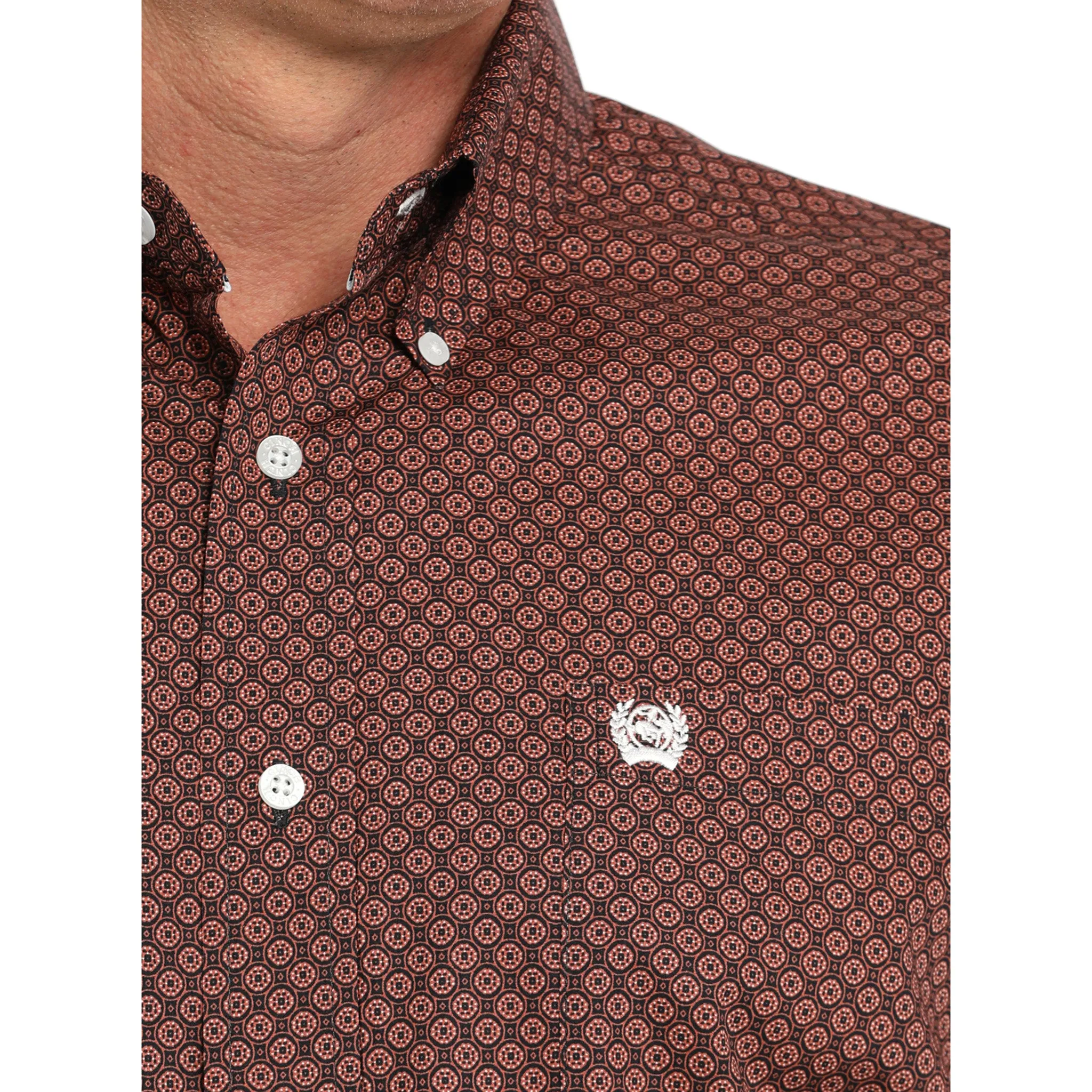 Cinch Men's Dark Red Geo Print Shirt sold by Western Edge product image thumbnail 4