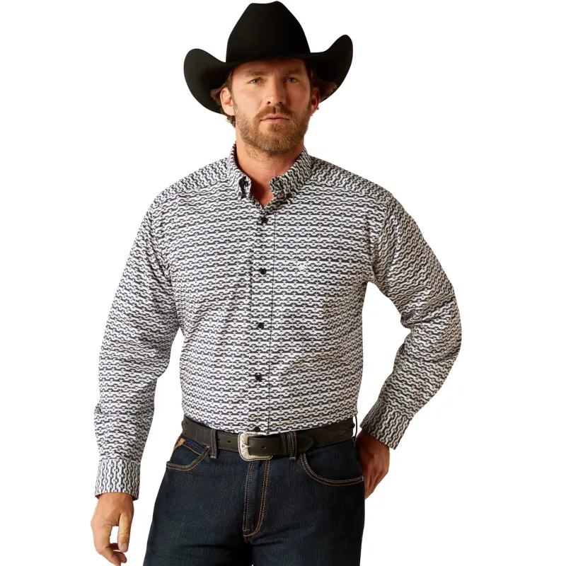 Ariat Men's Patton Black & White Long Sleeve Shirt sold by Western Edge