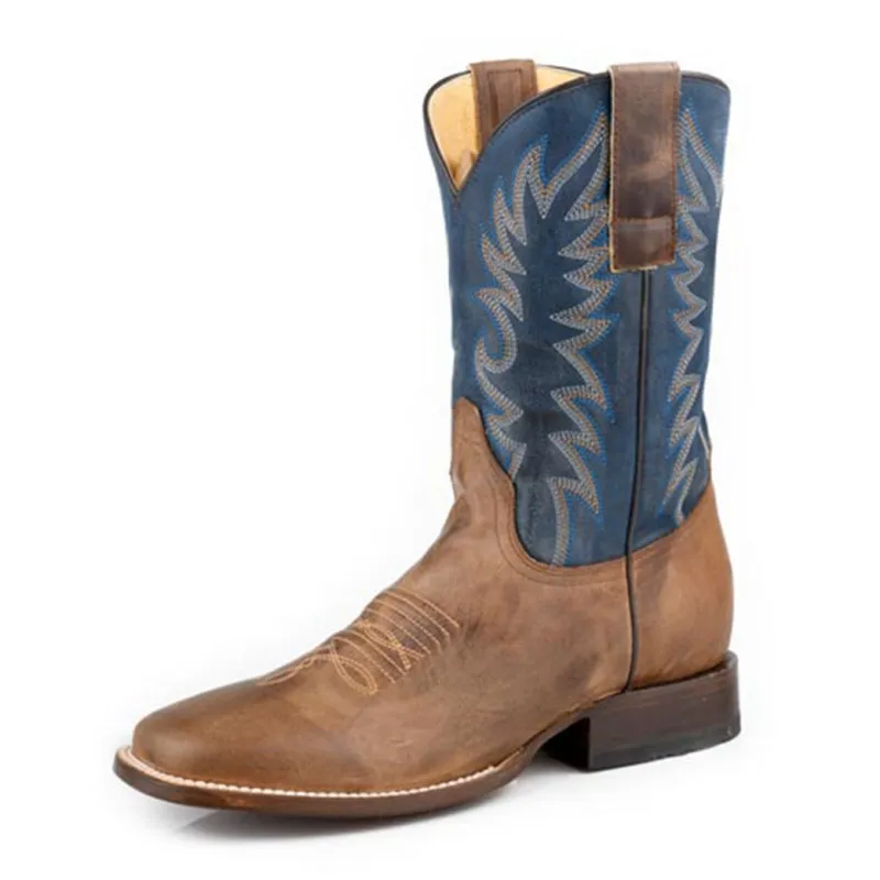 Roper Men's Vintage Waxy Brown Square Toe made by Roper