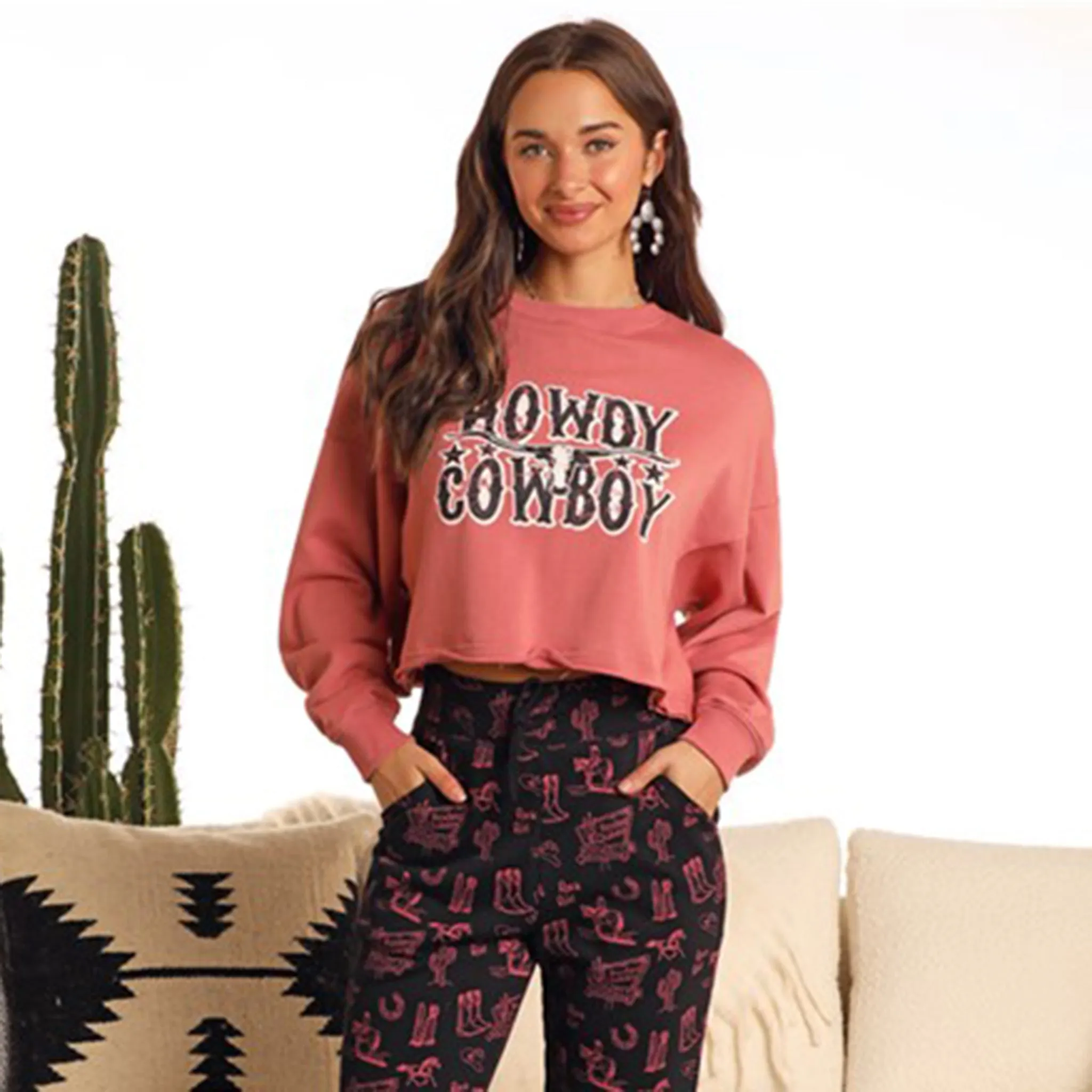 Rock & Roll Women's Howdy Cowboy Sweatshirt sold by Western Edge
