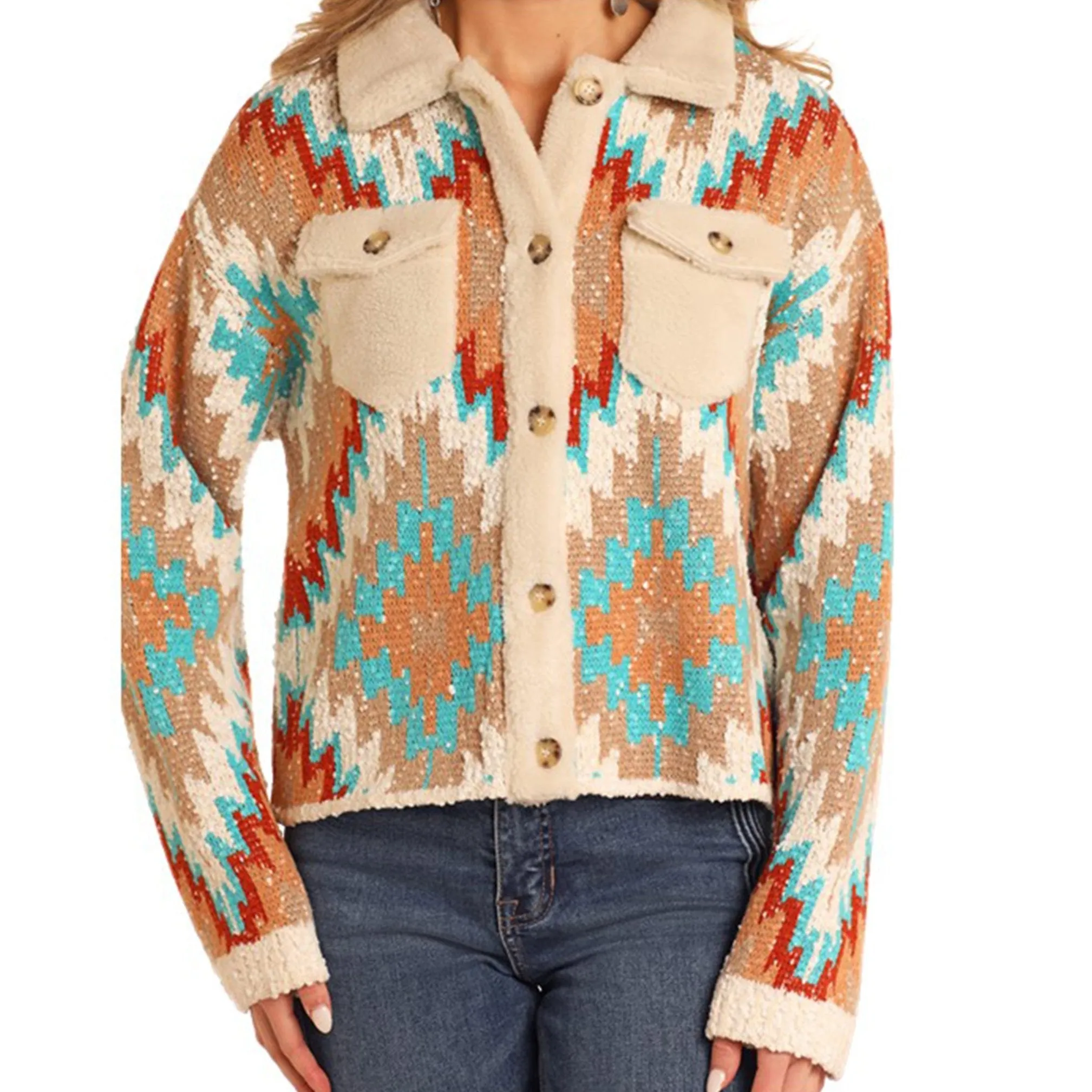 Rock & Roll Aztec Button Up Cardigan sold by Western Edge product image thumbnail 3