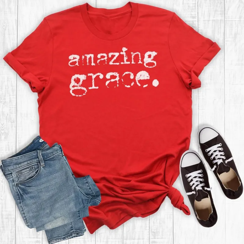 Red Amazing Grace Graphic Tee sold by Western Edge