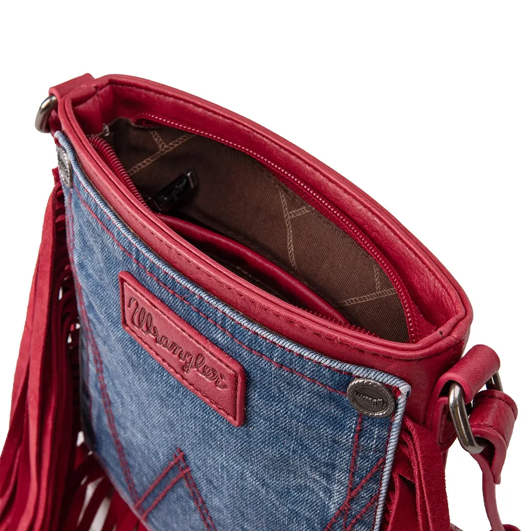 Montana West Wrangler Red Fringe Denim Pocket Crossbody sold by Western Edge product image thumbnail 3