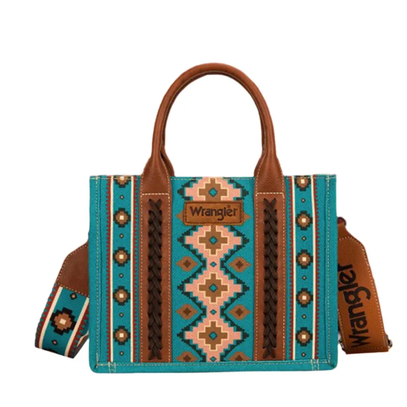 Wrangler Turquoise Aztec Crossbody Tote sold by Western Edge