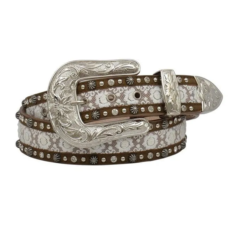 Angel Ranch Women's Lace Inlay Belt made by Western Edge