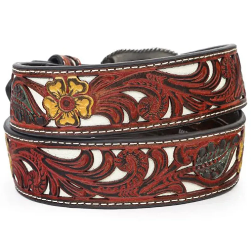 Nocona Women's Flower Embossed Overlay Belt sold by Western Edge