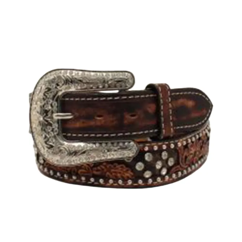 Angel Ranch Women's Tooled Overlay Stone Belt made by Western Edge