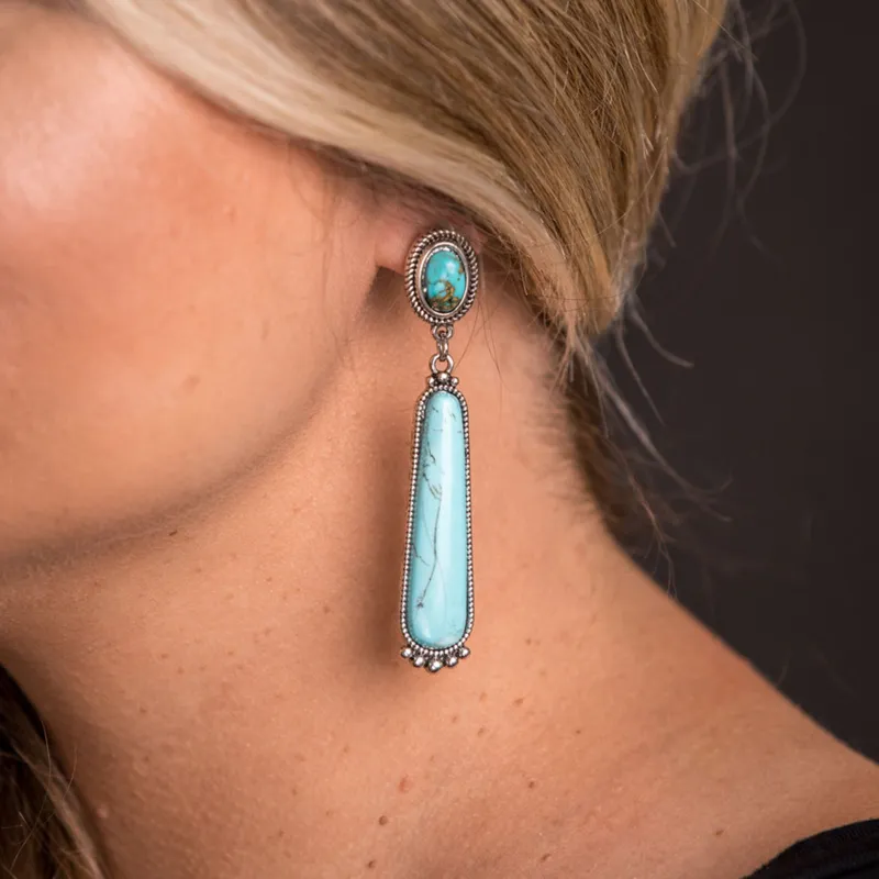 West and Company TQ Post Elongated Stone Earrings made by Western Edge