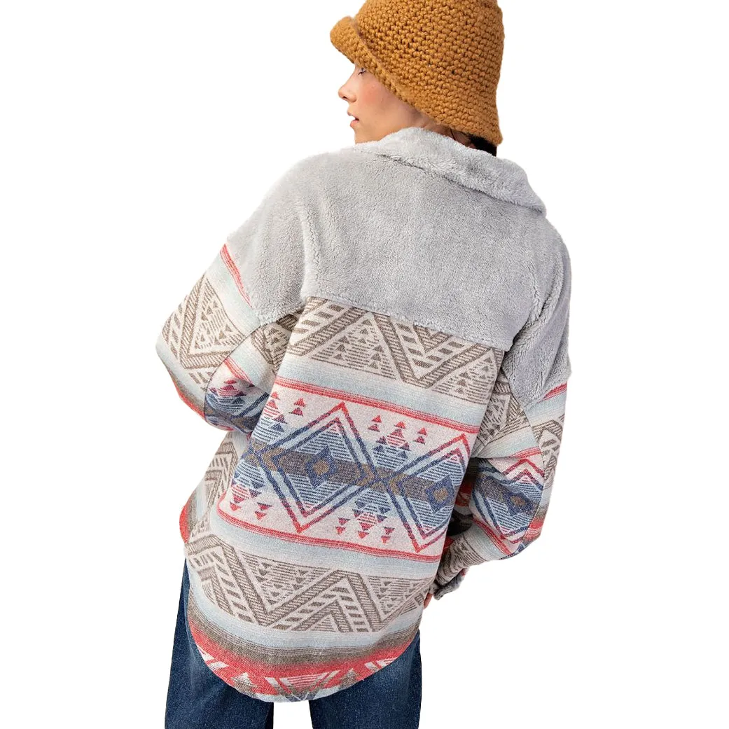 Easel Women's Aztec Button Down Shacket sold by Western Edge product image thumbnail 5