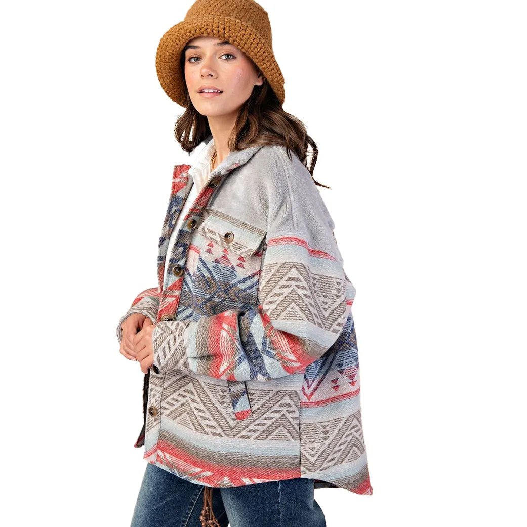 Easel Women's Aztec Button Down Shacket sold by Western Edge product image thumbnail 2