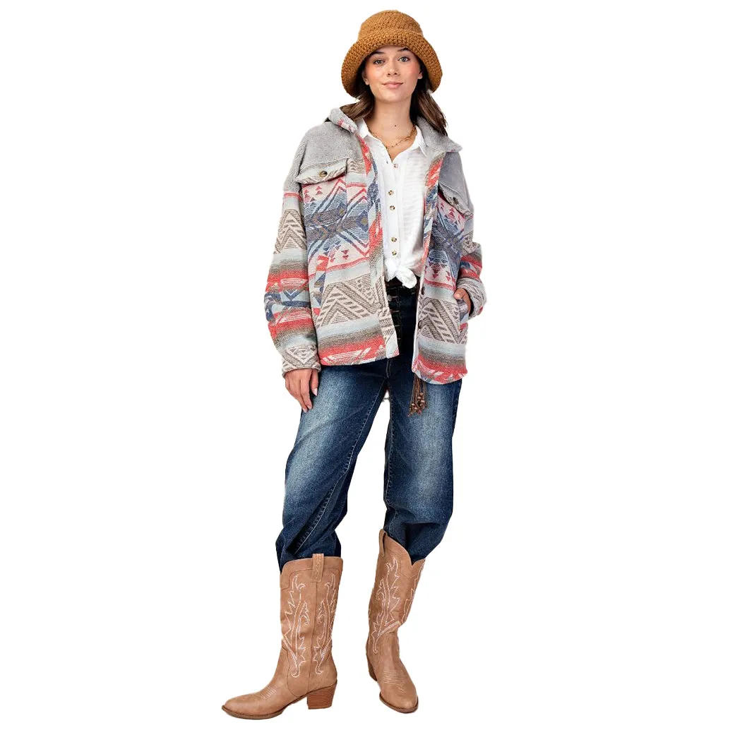 Easel Women's Aztec Button Down Shacket sold by Western Edge product image thumbnail 4