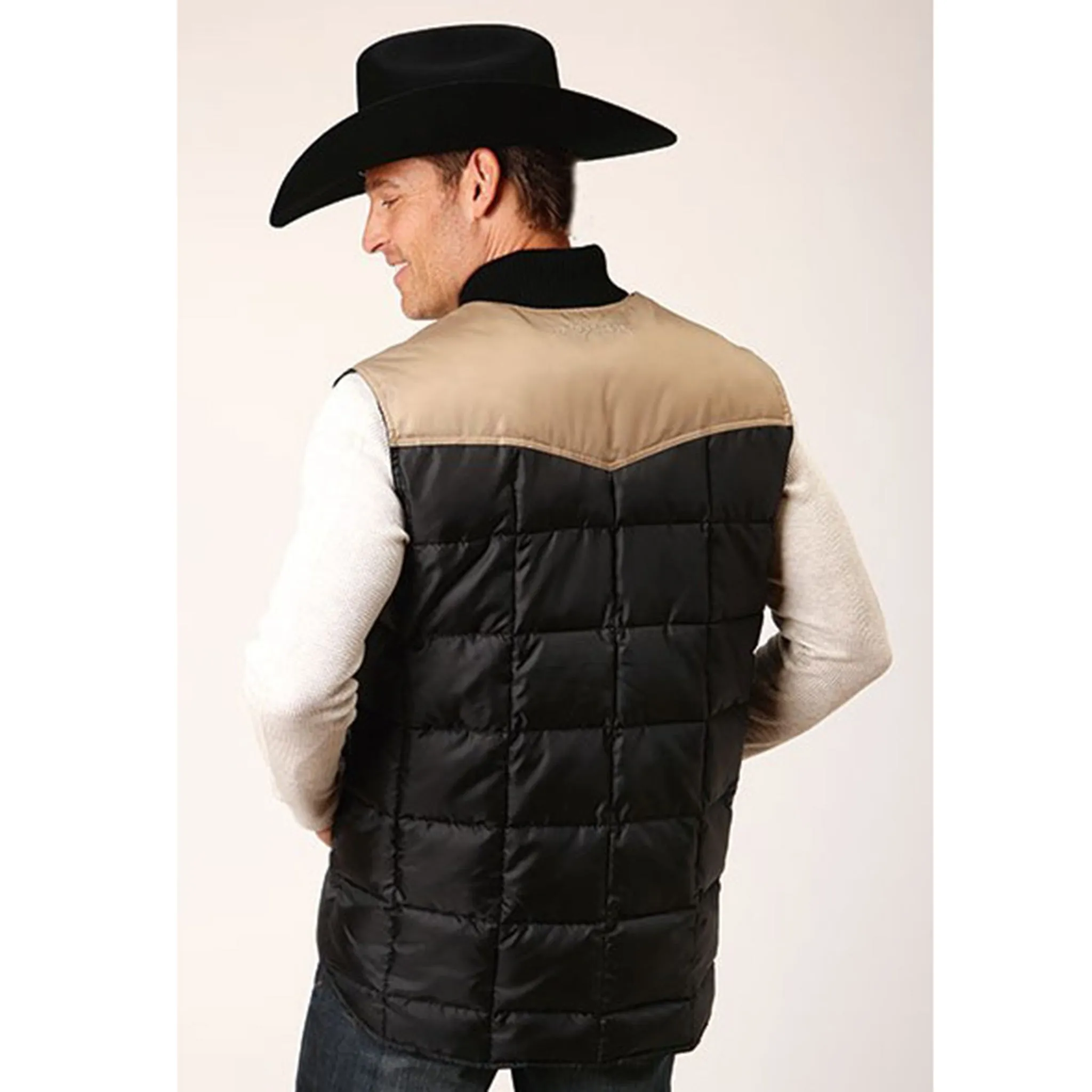 Roper Men's Black & Tan Yoke Poly Vest sold by Western Edge product image thumbnail 2