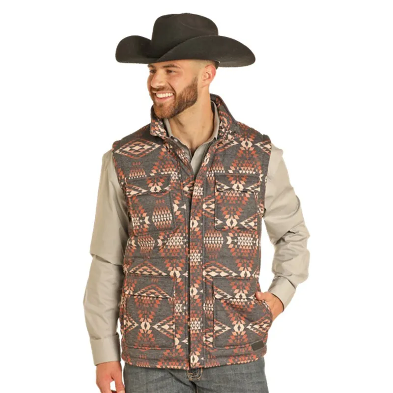 Rock & Roll Men's Brown Aztec Puffer Vest sold by Western Edge