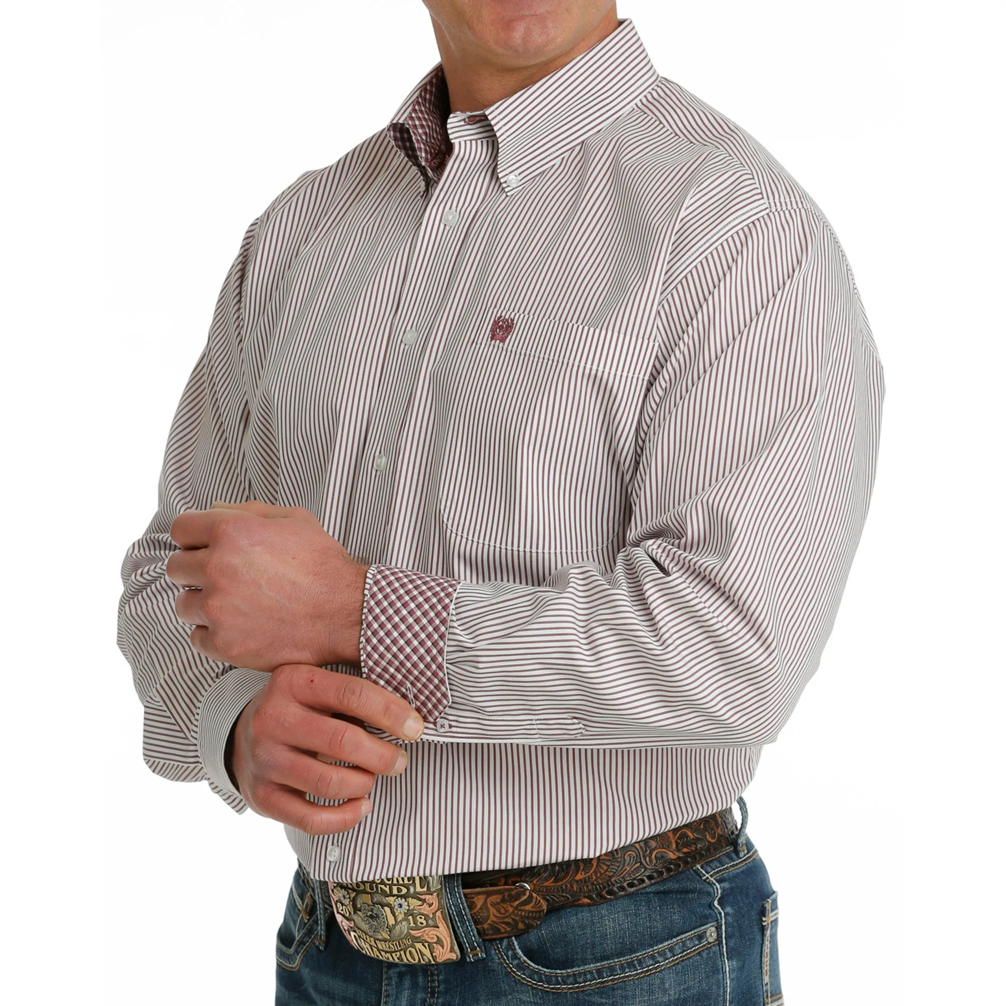 Cinch Men's White Stripe Long Sleeve sold by Western Edge product image thumbnail 2