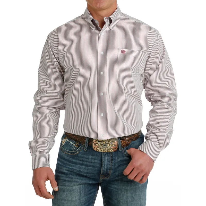 Cinch Men's White Stripe Long Sleeve sold by Western Edge