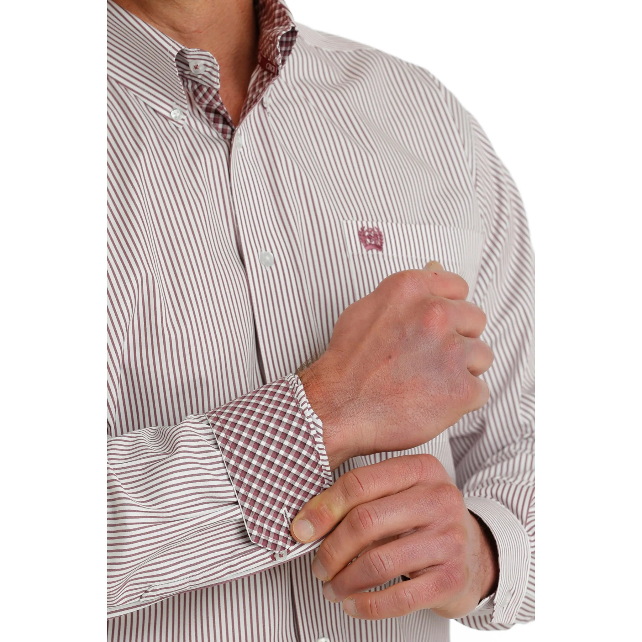 Cinch Men's White Stripe Long Sleeve sold by Western Edge product image thumbnail 4